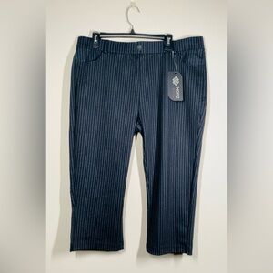 Pinstriped Stretch Cropped Dress Pants with Pockets 2xl